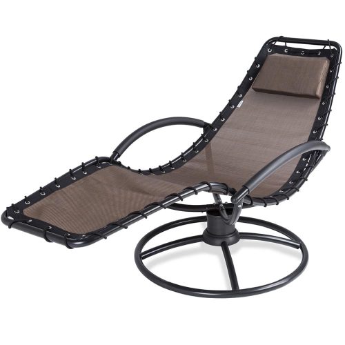 Sunbed rocking lounger 191x77x82 cm relax chair brown garden chair