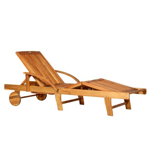 Sunbed folding garden lounger 195x70x66-85 cm adjustable footrest and backrest made of acacia wood