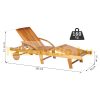 Sunbed folding garden lounger 195x70x66-85 cm adjustable footrest and backrest made of acacia wood