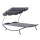 Sunbed double lounger 200x170x134 cm with awning