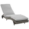 Sunbed polyrattan garden lounger 207x70x70 cm gray with adjustable backrest