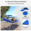 Összecsukható kerti napozóágy napellenzővel 195x60x30 cm kék alumínium kerti nyugágy