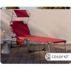 Kerti napozóágy napellenzővel Ibiza rubinvörös 190x59x29 cm összecsukható nyugágy