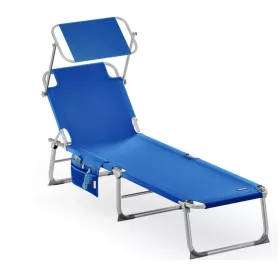   Kerti napozóágy napellenzővel Ibiza kék 190x59x29cm összecsukható nyugágy