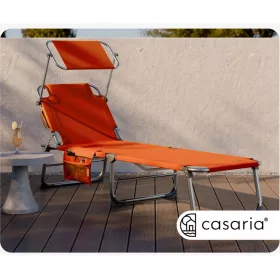   Kerti napozóágy napellenzővel Ibiza narancs 190x59x29 cm összecsukható nyugágy