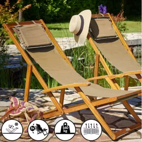   Kerti napozóágy akácfából 94x60x94 cm összecsukható strandszék, állítható háttámlával, bézs 