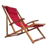 Kerti napozóágy akácfából 94x60x94 cm összecsukható strandszék, állítható háttámlával, piros 