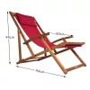 Kerti napozóágy akácfából 94x60x94 cm összecsukható strandszék, állítható háttámlával, piros 