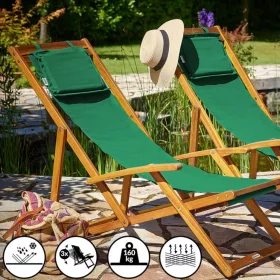   Kerti napozóágy akácfából 94x60x94 cm összecsukható strandszék, állítható háttámlával, zöld 