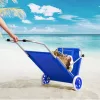 Kerti napozóágy kerekekkel és napellenzővel strandszék alumínium kék kültéri nyugágy
