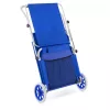 Kerti napozóágy kerekekkel és napellenzővel strandszék alumínium kék kültéri nyugágy