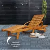 Összecsukható nyugágy állítható akácfa kerti napozóágy kihúzható asztallal és kerekekkel