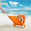 Kerti napozóágy kerekekkel és napellenzővel strandszék alumínium narancs kültéri nyugágy