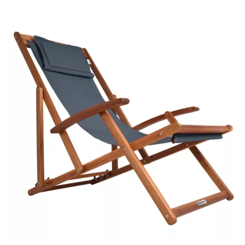 Kerti napozóágy akácfából 94x60x94 cm összecsukható, állítható háttámlával, antracit strandszék