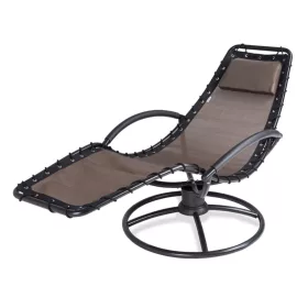  Relax napozóágy hintafunkcióval ergonomikus kerti fekvőszék, mokka színű kültéri pihenőszék 