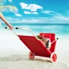 Kerti napozóágy kerekekkel és napellenzővel strandszék alumínium piros kültéri nyugágy