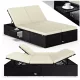 Polyrattan kerti napozóágy dupla fekvőfelülettel 200x115x33 cm fekete/krém 