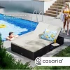 Polyrattan kerti napozóágy dupla fekvőfelülettel 200x115x33 cm fekete/krém 