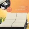 Polyrattan kerti napozóágy dupla fekvőfelülettel 200x115x33 cm fekete/krém 