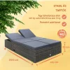 Polyrattan kerti napozóágy dupla fekvőfelülettel 200x115x33 cm szürke/antracit 