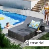 Polyrattan kerti napozóágy dupla fekvőfelülettel 200x115x33 cm szürke/antracit 