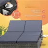 Polyrattan kerti napozóágy dupla fekvőfelülettel 200x115x33 cm szürke/antracit 