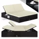 Polyrattan kerti napozóágy XXL dupla 200x160x33 cm fekete/krém 