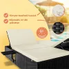 Polyrattan kerti napozóágy XXL dupla 200x160x33 cm fekete/krém 