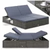 Polyrattan kerti napozóágy XXL dupla 200x160x33 cm szürke/antracit 