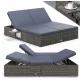 Polyrattan kerti napozóágy XXL dupla 200x160x33 cm szürke/antracit 