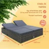 Polyrattan kerti napozóágy XXL dupla 200x160x33 cm szürke/antracit 
