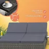 Polyrattan kerti napozóágy XXL dupla 200x160x33 cm szürke/antracit 