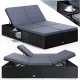 Polyrattan kerti napozóágy dupla fekvőfelülettel 200x115x33 cm fekete/antracit 