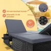 Polyrattan kerti napozóágy dupla fekvőfelülettel 200x115x33 cm fekete/antracit 