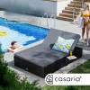 Polyrattan kerti napozóágy dupla fekvőfelülettel 200x115x33 cm fekete/antracit 