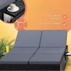 Polyrattan kerti napozóágy dupla fekvőfelülettel 200x115x33 cm fekete/antracit 