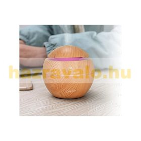   Párásító, fa hatású aromadiffúzor elektromos ultrahangos illóolaj párologtató 130 ml