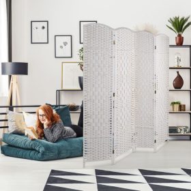   Összecsukható spanyol fal fonott designnal 170x160 cm 4 részes fehér paraván 