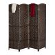 Folding Spanish wall with braided design 4-part dark brown screen 