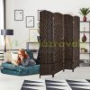 Folding Spanish wall with braided design 4-part dark brown screen 