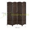 Folding Spanish wall with braided design 4-part dark brown screen 