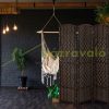 Folding Spanish wall with braided design 4-part dark brown screen 