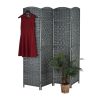 Folding Spanish wall with braided design 4-part gray screen 