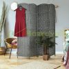 Folding Spanish wall with braided design 4-part gray screen 