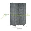 Folding Spanish wall with braided design 4-part gray screen 