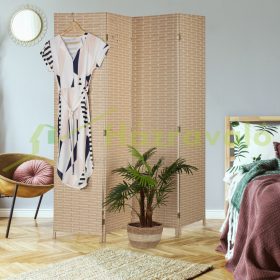   Összecsukható 4 részes paraván 170 cm térelválasztó világosbarna dekoratív spanyol fal