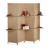 Indoor partition screen 170x180 cm beige 4 partition panels with shelves