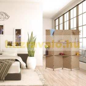   Beltéri térelválasztó paraván 170x180 cm bézs 4 darab térelválasztó panel polcokkal