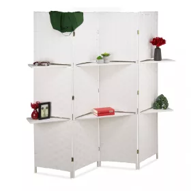   Beltéri térelválasztó paraván 170x180 cm fehér 4 darab térelválasztó panel polcokkal