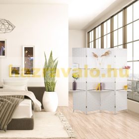  Beltéri térelválasztó paraván 170x180 cm fehér 4 darab térelválasztó panel polcokkal
